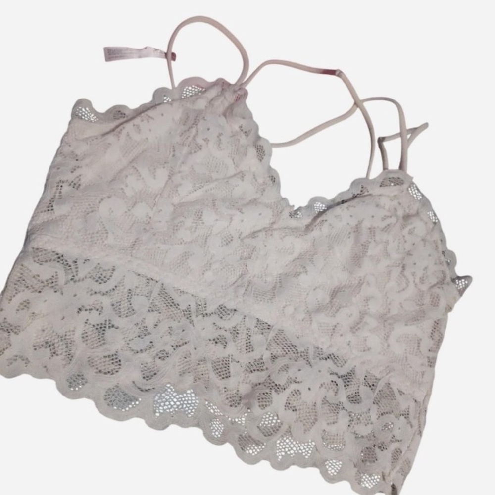 Women's Lace Bralette Set - Pink and White - Picture 2 of 4